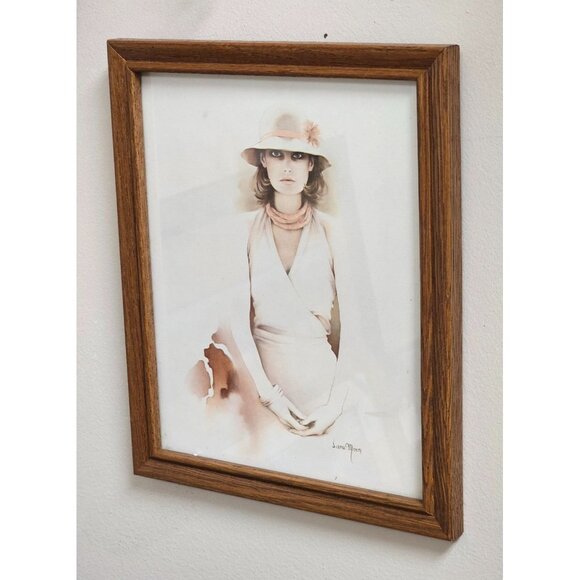 Vintage 1977 Sara Moon Jacqueline Print In Wood Frame - Picture 1 of 13